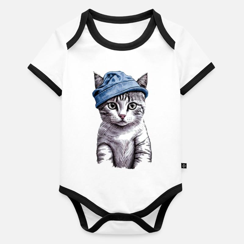 Petit chaton Body Bébé bio contrasté manches courtes