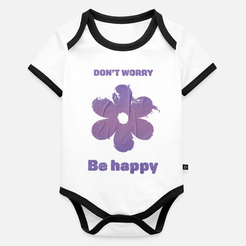 Don't worry be happy Body Bébé bio contrasté manches courtes