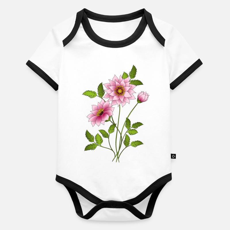 Fleur Body Bébé bio contrasté manches courtes