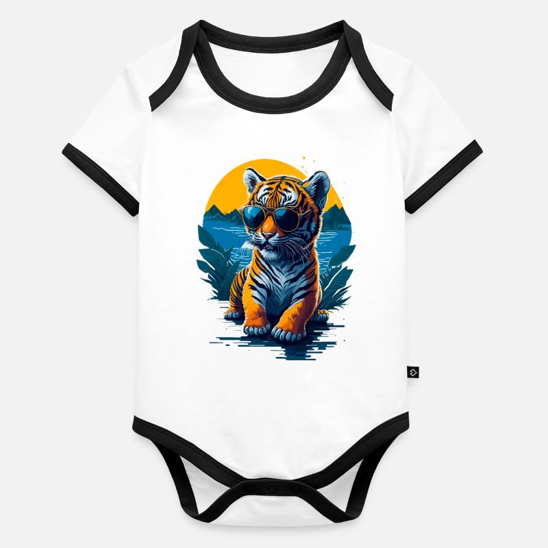 Mignon bébé tigre Body Bébé bio contrasté manches courtes