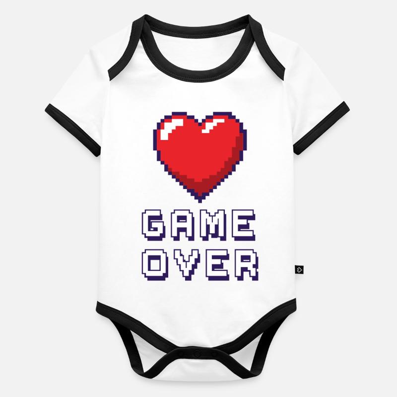Game Over violet Body Bébé bio contrasté manches courtes