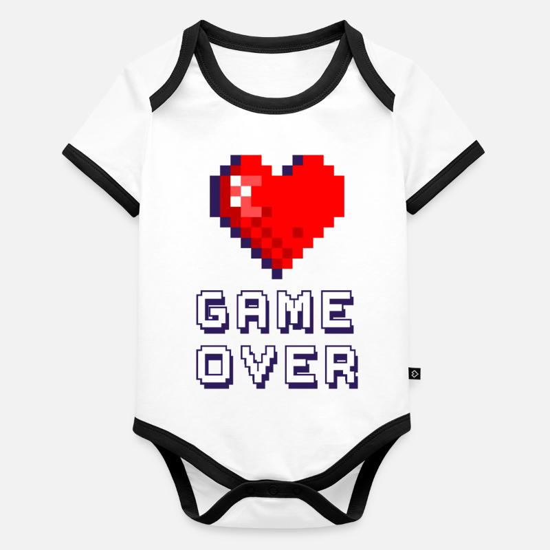 Game Over violet 3 Body Bébé bio contrasté manches courtes