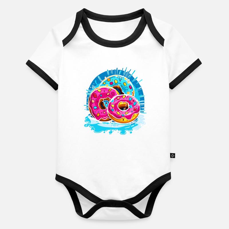 Donuts Everywhere: Delicious Sweet Donuts Organic Baby Contrasting Bodysuit