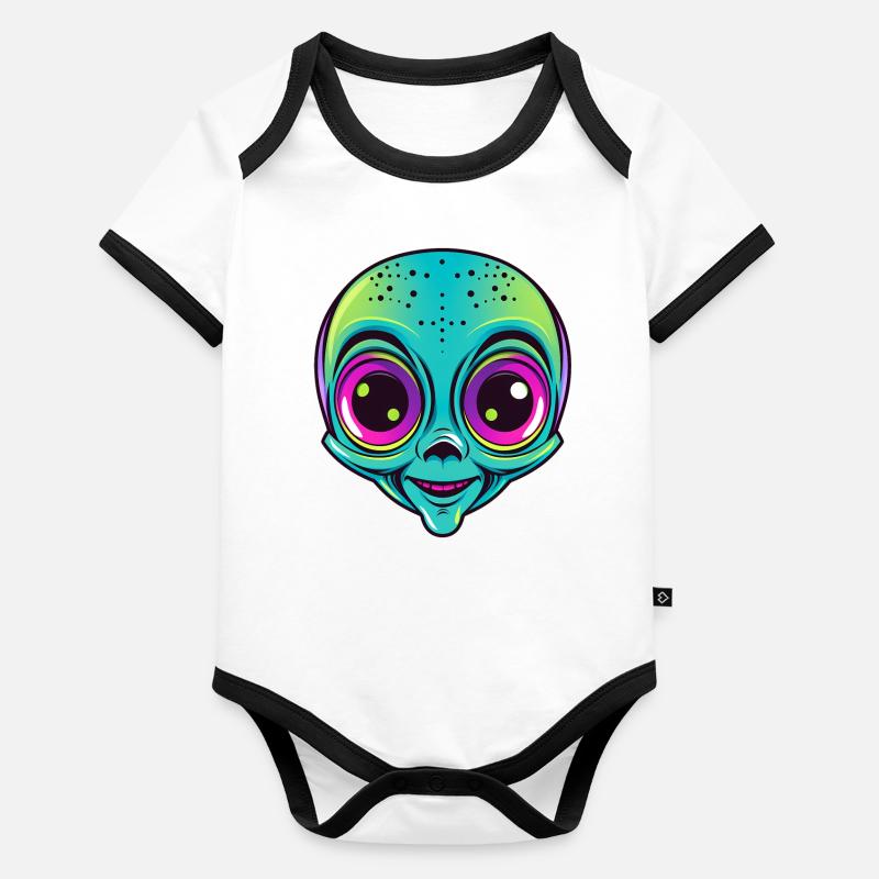Cute Halloween Alien Organic Baby Contrasting Bodysuit