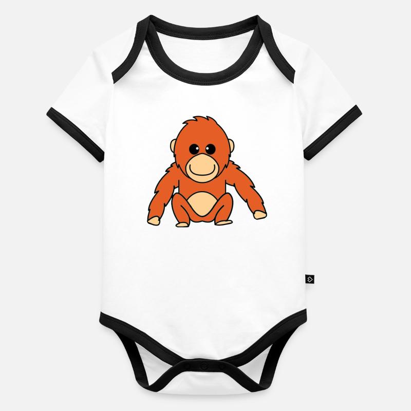 Lachender Orang-Utan Baby Bio-Kurzarm-Kontrastbody