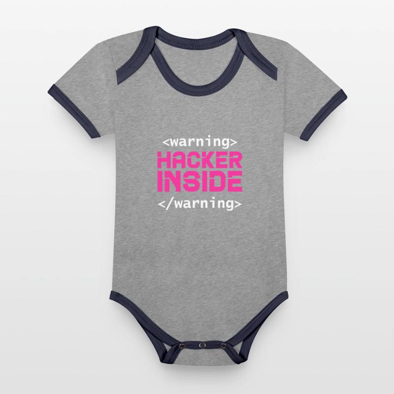 Hacker Coder Computer Hacking Gift Organic Baby Contrasting Bodysuit