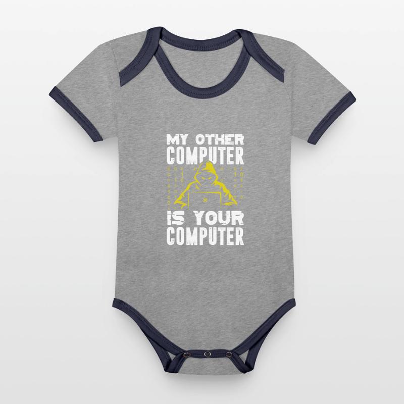 Hacker Coder Computer Hacking Gift Organic Baby Contrasting Bodysuit