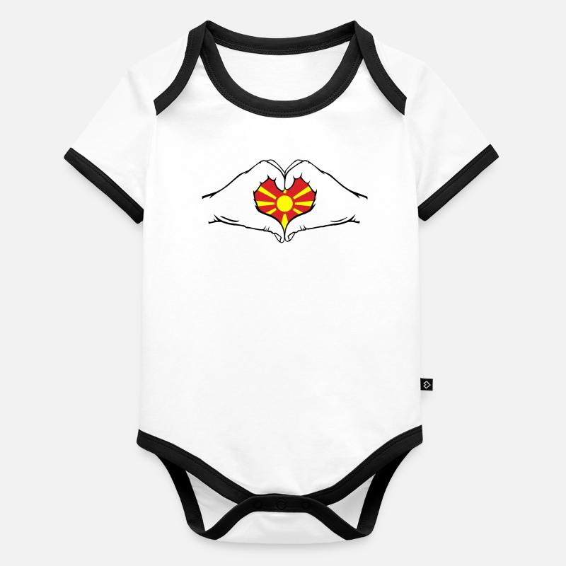 Macédoine Drapeau Aiguilles Coeur Forme Body Bébé bio contrasté manches courtes