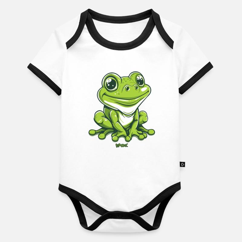 Grosse grenouille amicale Body Bébé bio contrasté manches courtes