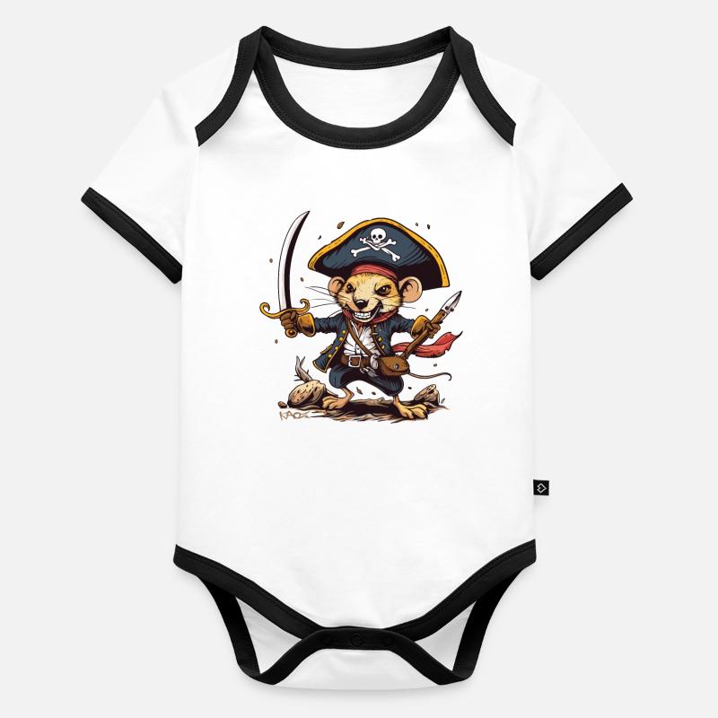 Souris Rat Pirate Body Bébé bio contrasté manches courtes