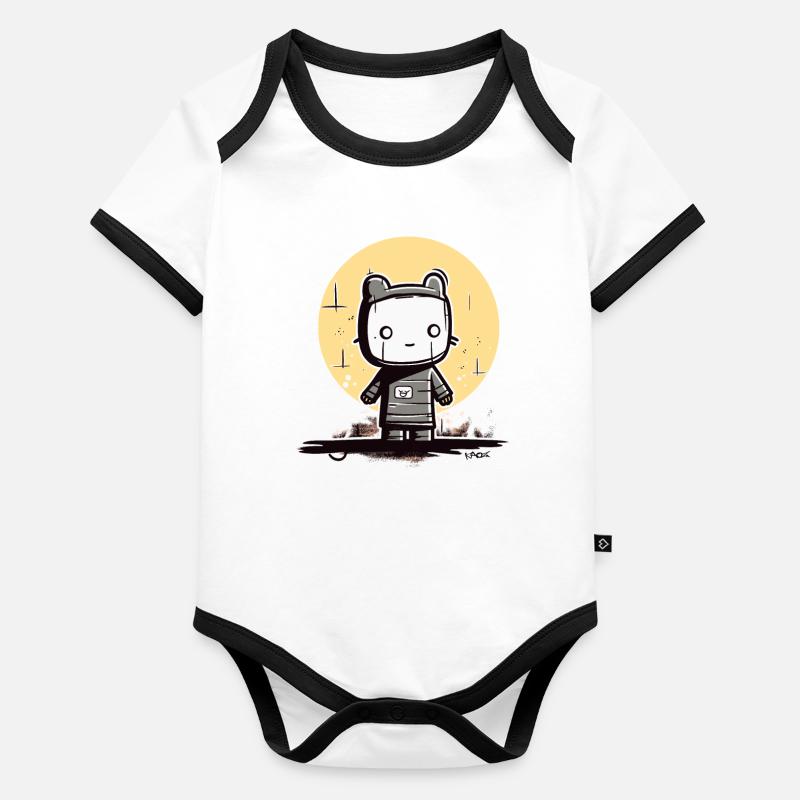 Die abstrakte Cartoon Mond Katze Baby Bio-Kurzarm-Kontrastbody