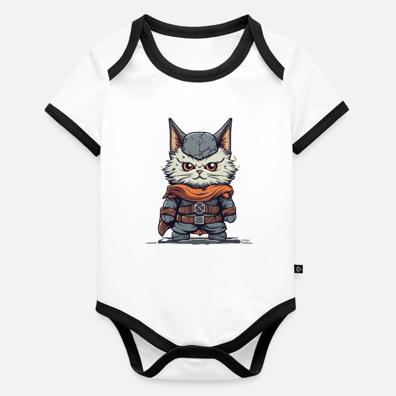 Ein niedliches Wikinger Kätzchen Baby Bio-Kurzarm-Kontrastbody