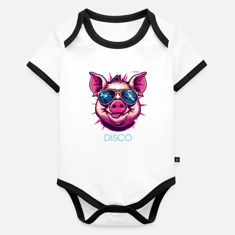 Cochon Disco Body Bébé bio contrasté manches courtes