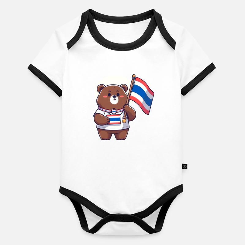 Ours thaïlandais Body Bébé bio contrasté manches courtes