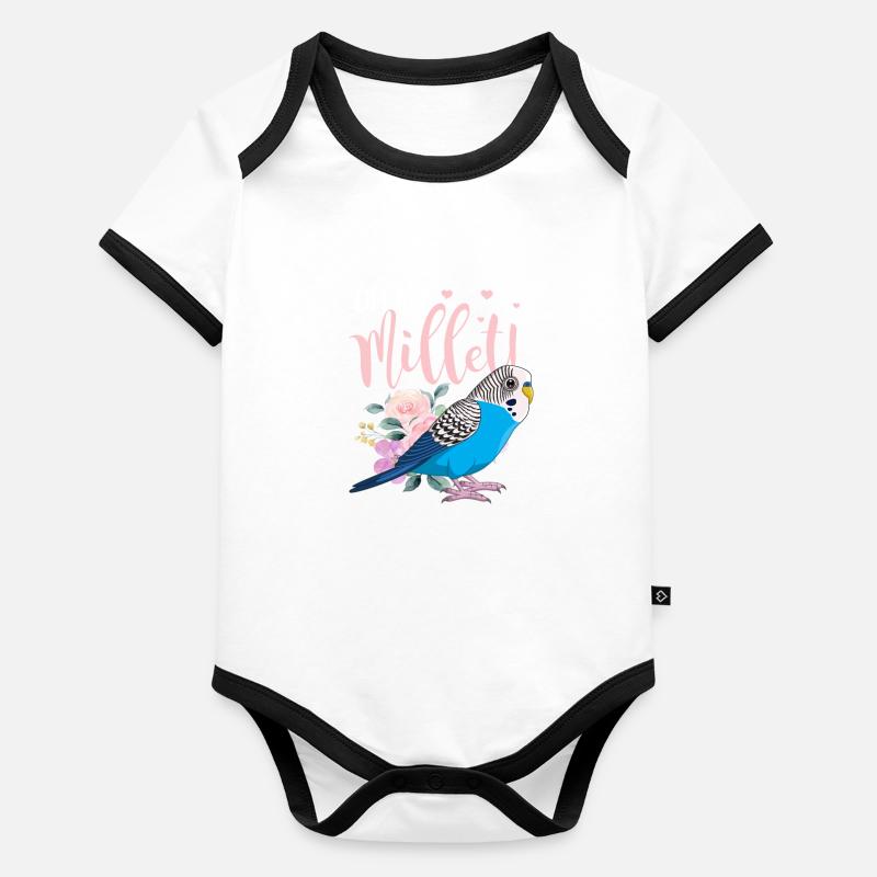 Perruche oiseau animal de compagnie perruche cadeau Body Bébé bio contrasté manches courtes