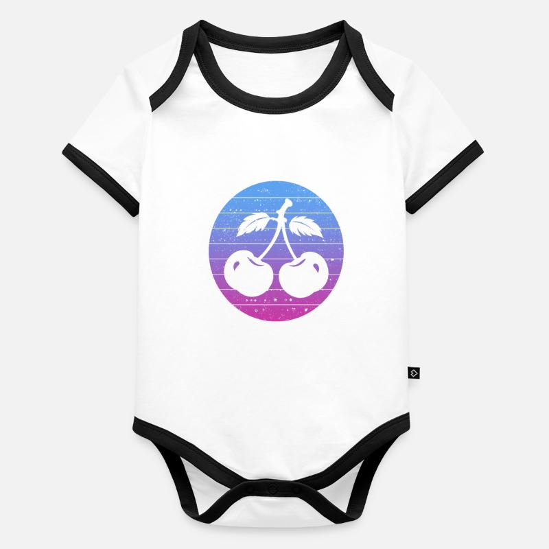 Kirsche Kirschbaum Kirschblüte Frucht Geschenk Baby Bio-Kurzarm-Kontrastbody