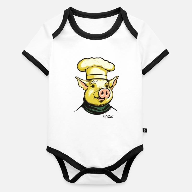 Drôle Cool Chef Cochon Chef Body Bébé bio contrasté manches courtes