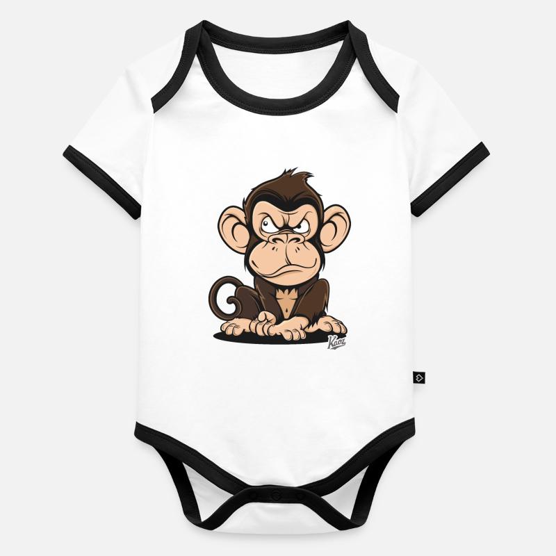 Clever Creepy Cartoon Monkey Organic Baby Contrasting Bodysuit