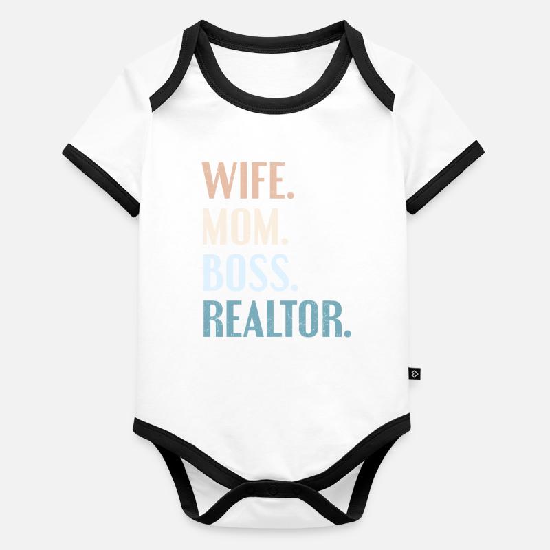 Agent immobilier Body Bébé bio contrasté manches courtes
