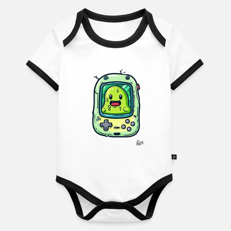 Gaming console and green blob player Organic Baby Contrasting Bodysuit