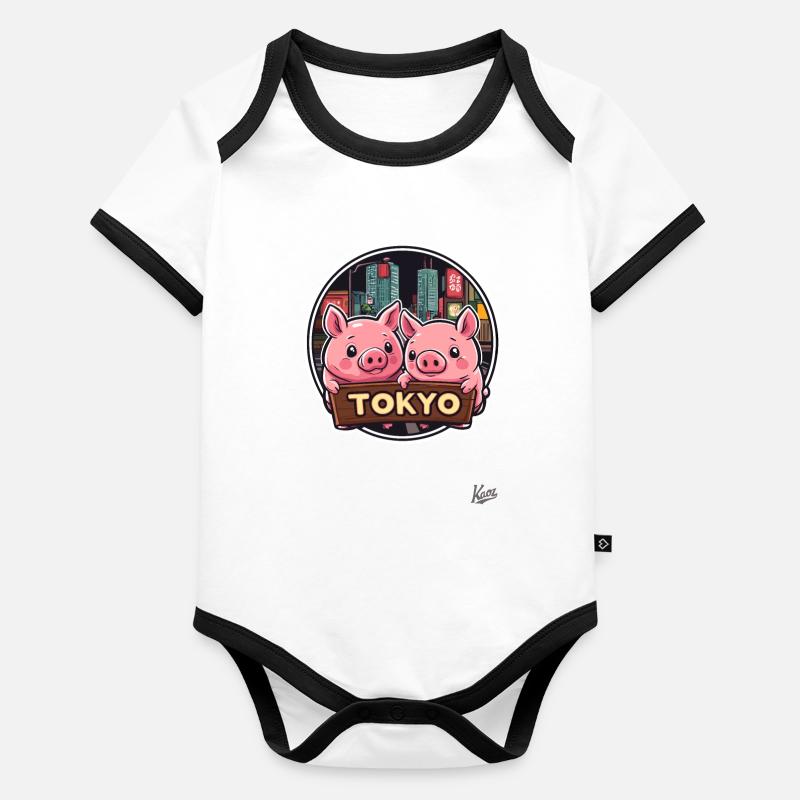Cochons super mignons de Tokyo Body Bébé bio contrasté manches courtes
