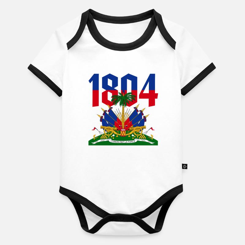 Vacances Haïti Caraïbes Body Bébé bio contrasté manches courtes