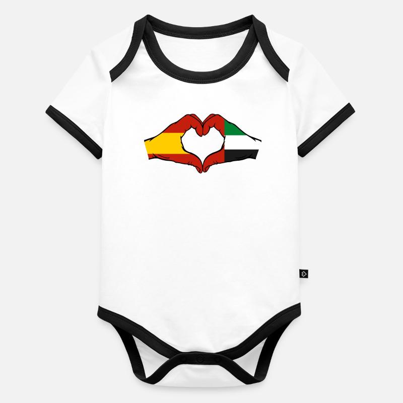 Spain United Arab Emirates Flag Organic Baby Contrasting Bodysuit