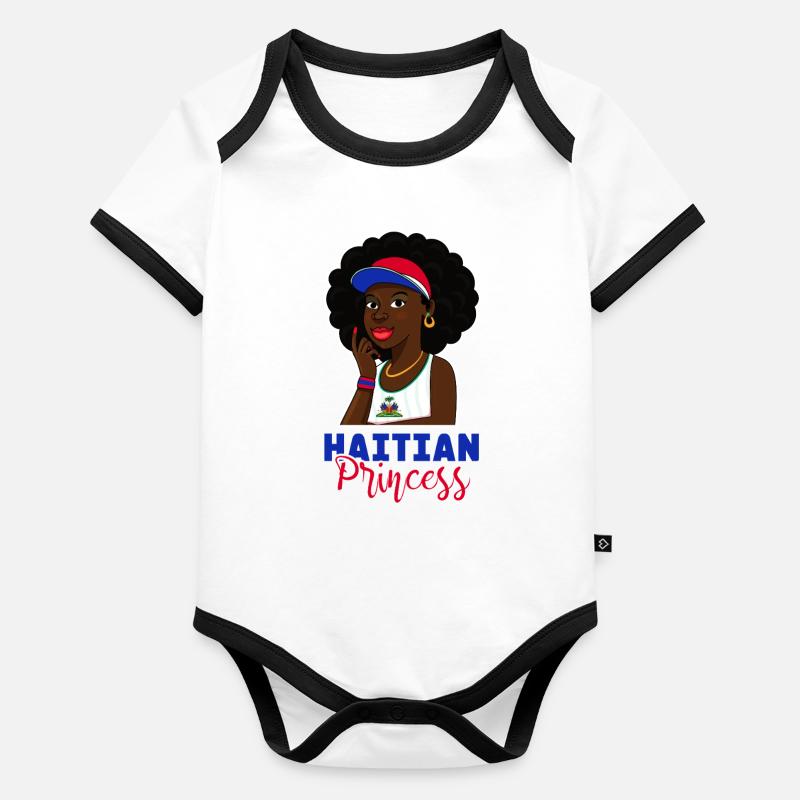 Vacances Haïti Caraïbes Body Bébé bio contrasté manches courtes