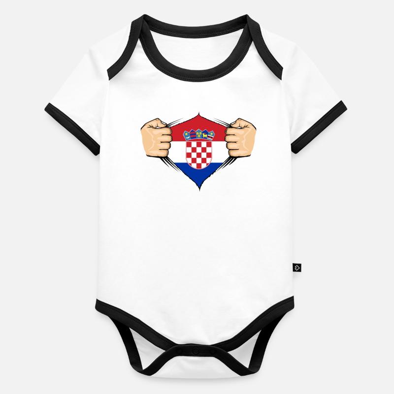 Conception du drapeau de la Croatie Body Bébé bio contrasté manches courtes