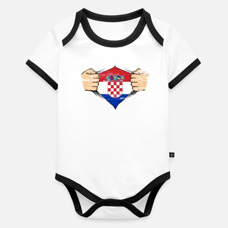 Drapeau de la Croatie utilisé Body Bébé bio contrasté manches courtes