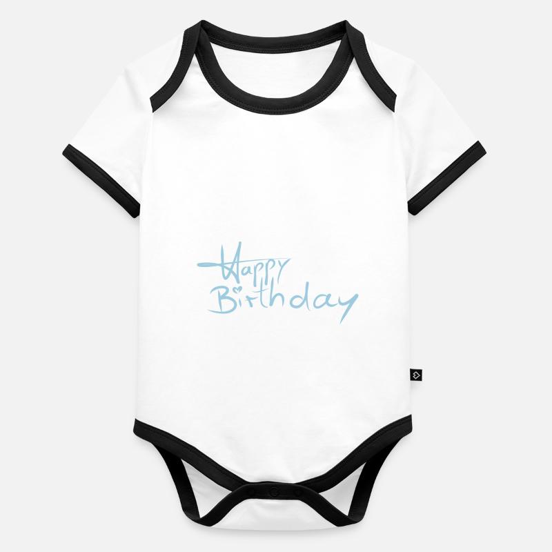 Joyeux anniversaire Body Bébé bio contrasté manches courtes