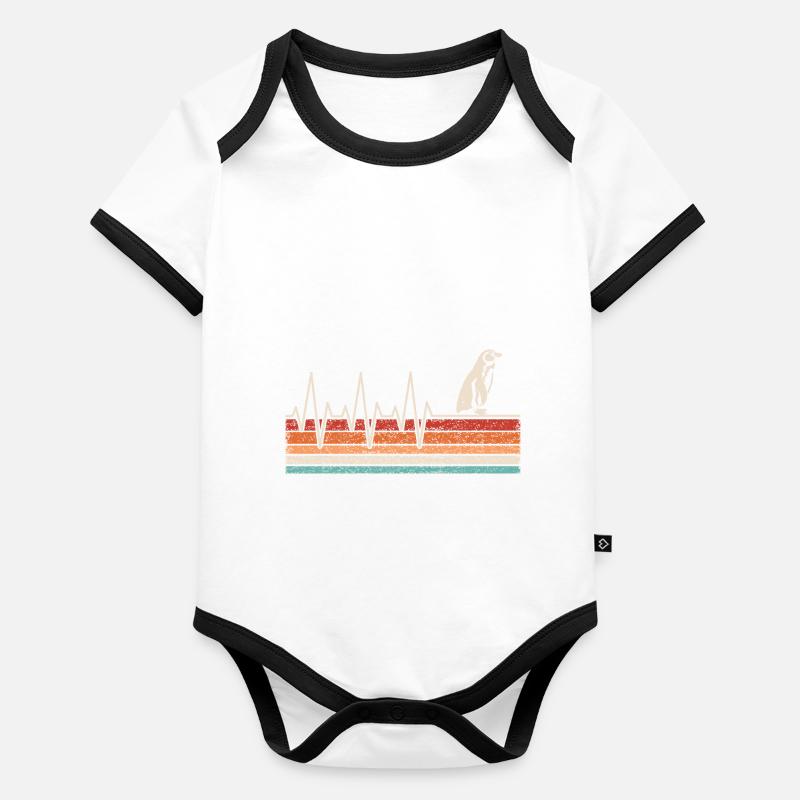 Pinguin Herzschlag Baby Bio-Kurzarm-Kontrastbody