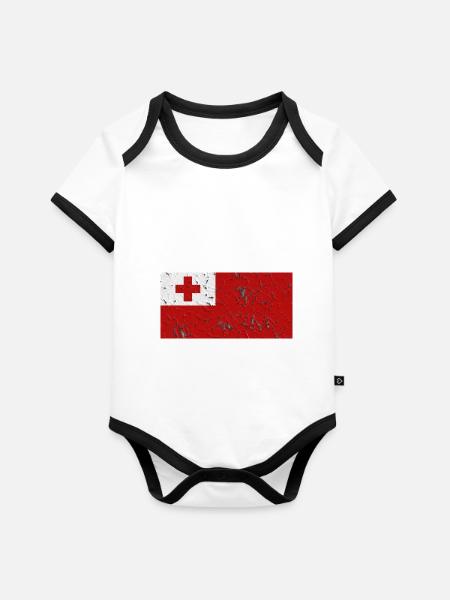 Geschenk für Tonga - Baby Bio-Kurzarm-Kontrastbody -  - Vorne