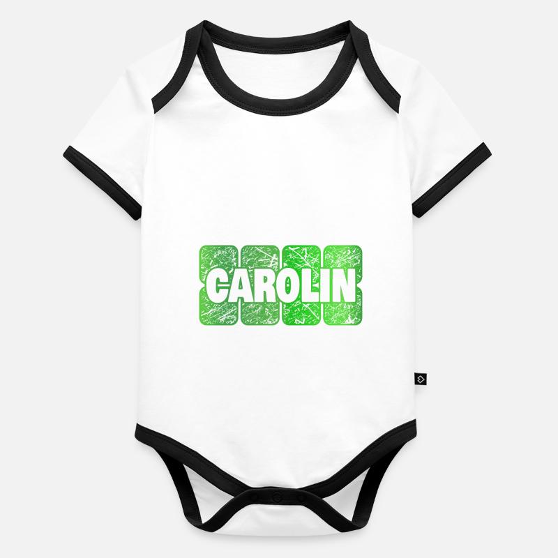 Prénom Carolin Body Bébé bio contrasté manches courtes