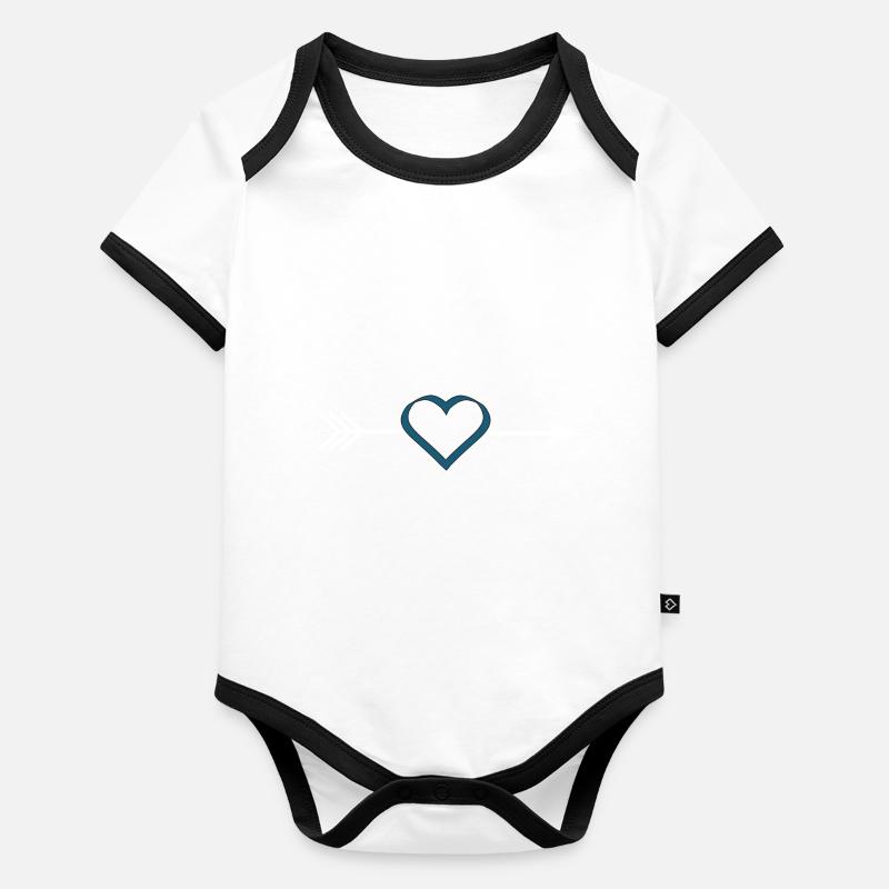 blue heart with arrow valentine's day Organic Baby Contrasting Bodysuit