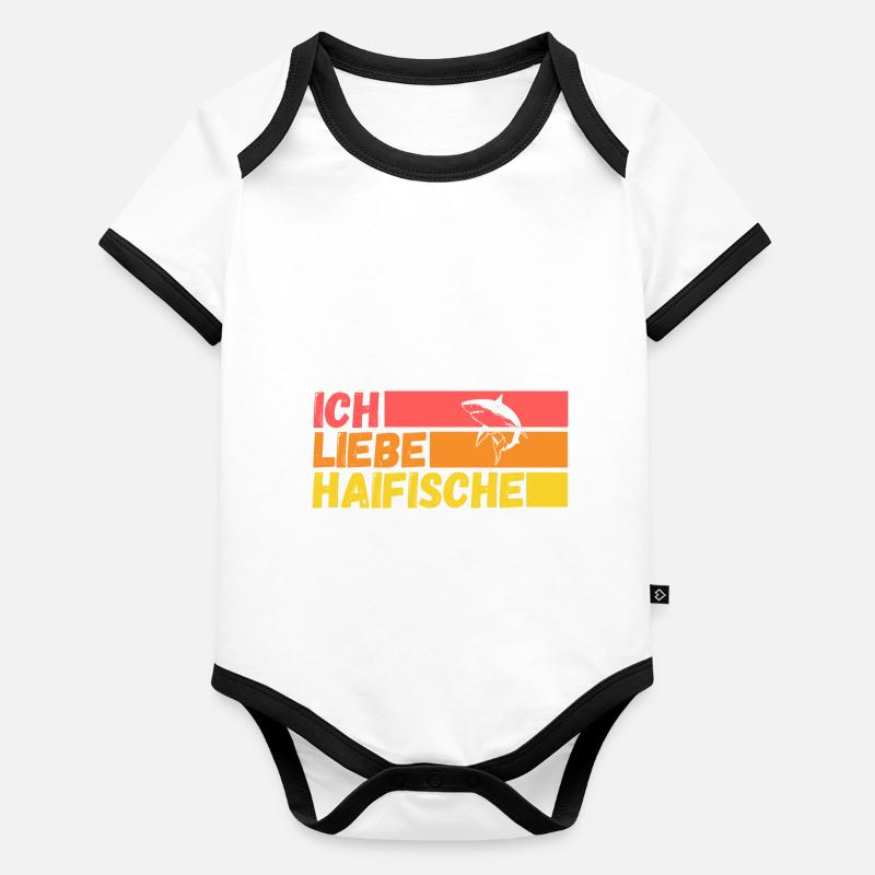 Fische Haifisch Baby Bio-Kurzarm-Kontrastbody