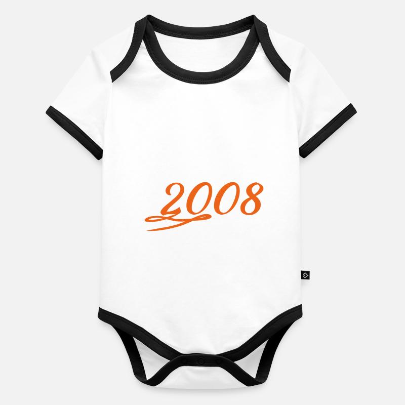 Année 2008 Body Bébé bio contrasté manches courtes