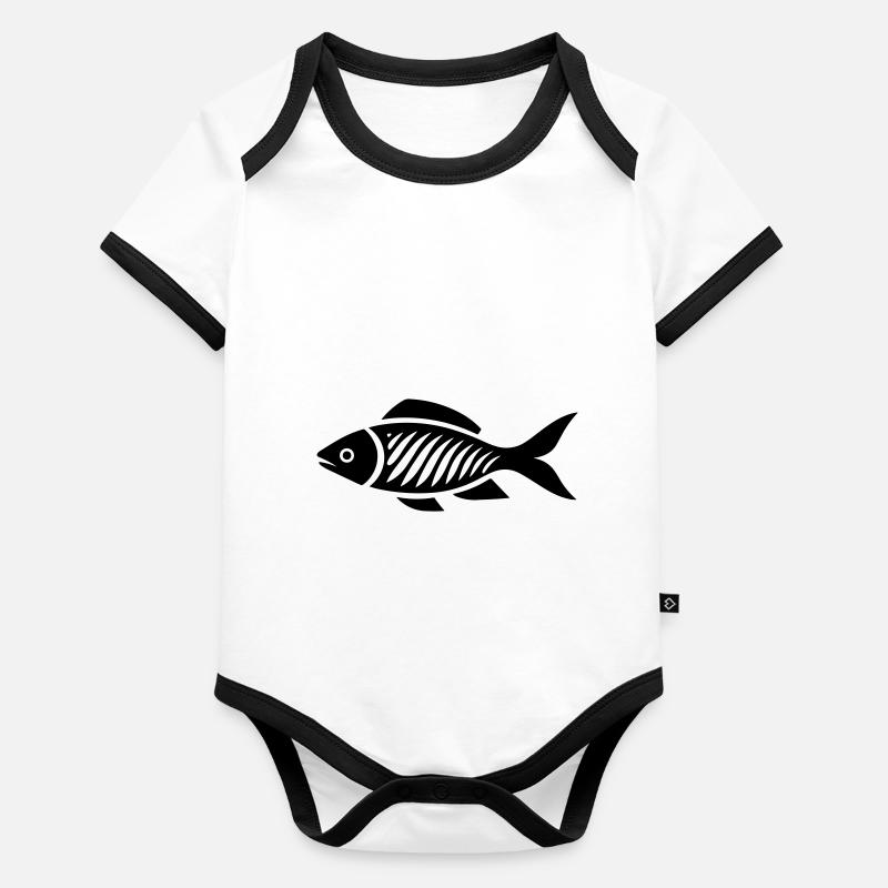 Poisson petite carpe Body Bébé bio contrasté manches courtes