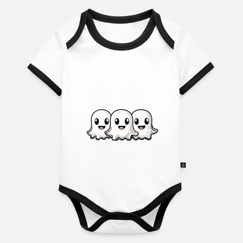 Fantômes Halloween Mignon Body Bébé bio contrasté manches courtes