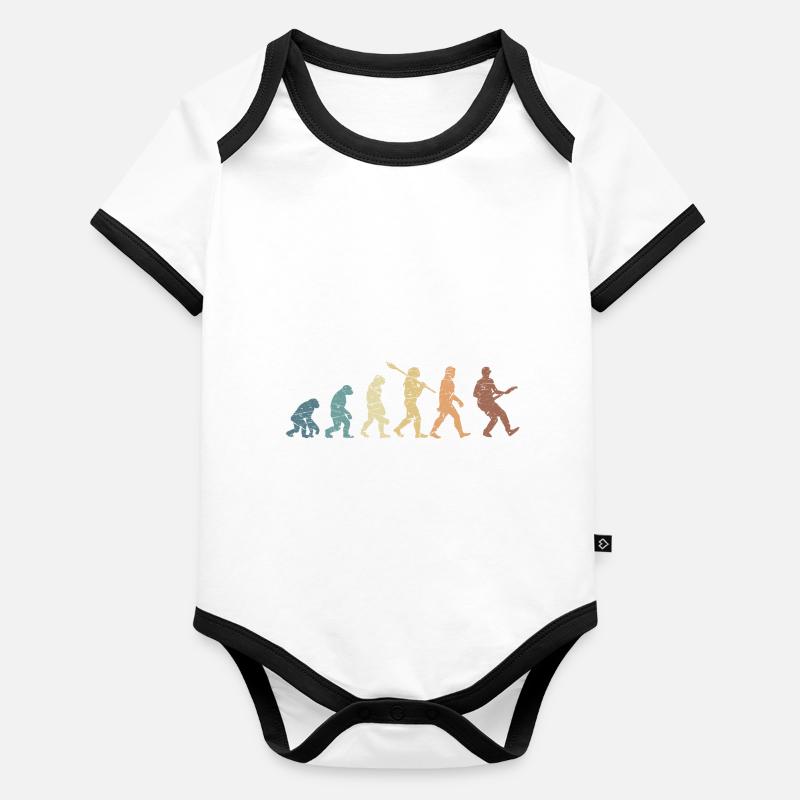 Human Evolution Guitar Band Retro Vintage Organic Baby Contrasting Bodysuit