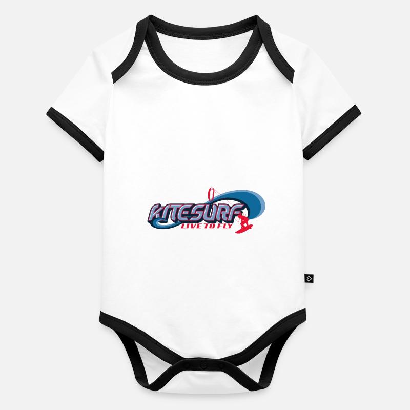 Kitesurfer KitesurfIng Vagues Eau de Vent Body Bébé bio contrasté manches courtes