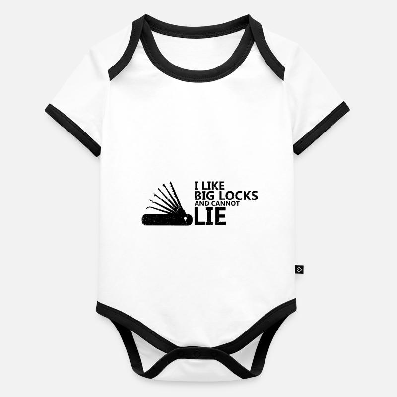 Grandes serrures pas de conception de verrouillage menteur Body Bébé bio contrasté manches courtes