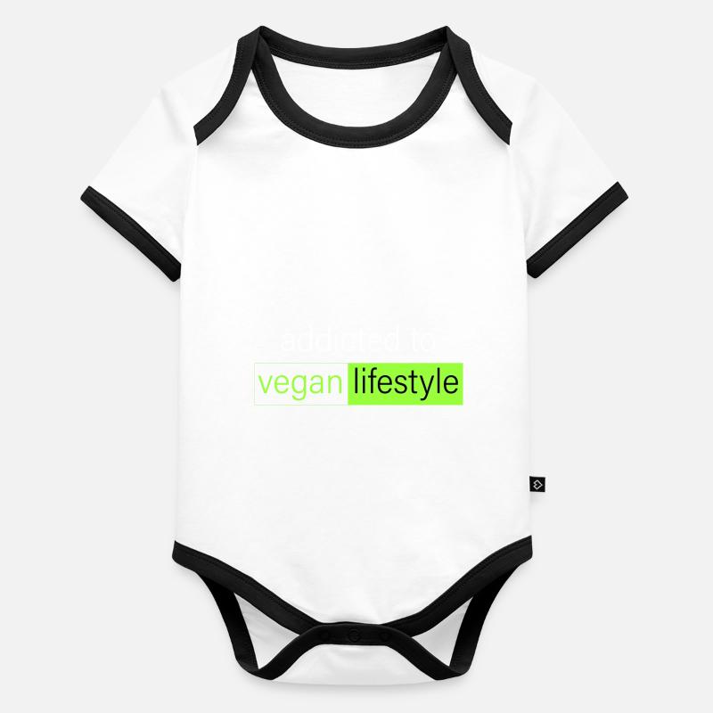 accro au mode de vie végétalien Body Bébé bio contrasté manches courtes