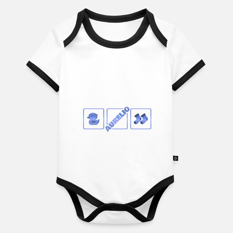Naissance d’Aurelio Body Bébé bio contrasté manches courtes