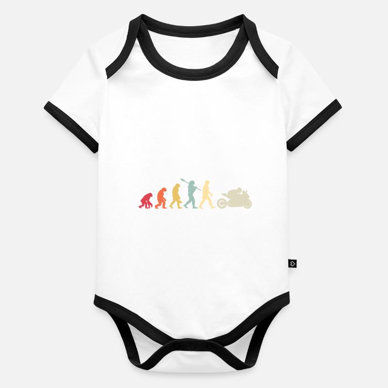 Moto Evolution Vintage Superbike Biker Body Bébé bio contrasté manches courtes