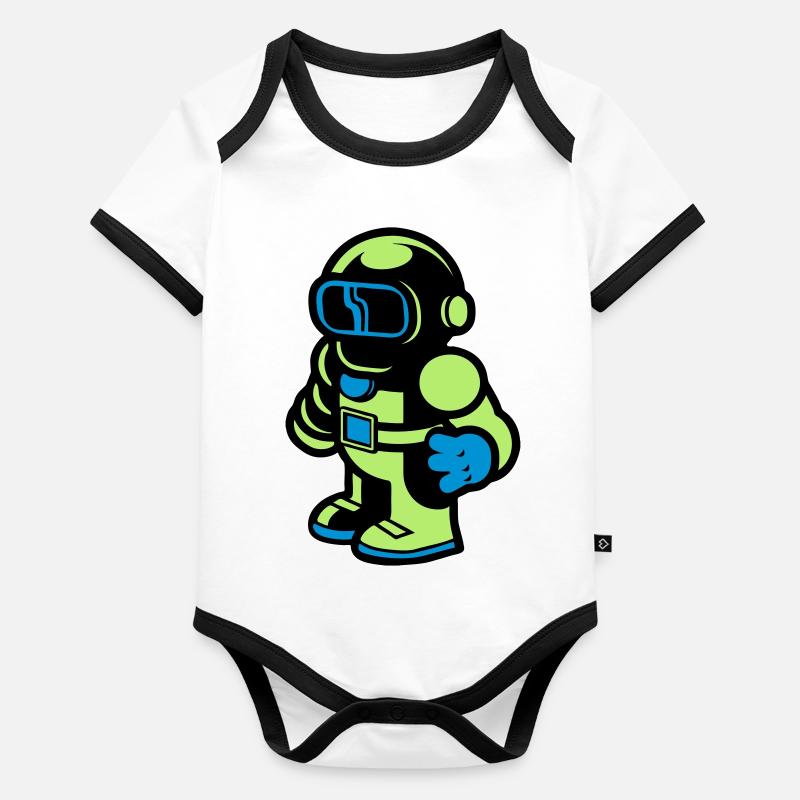 Cartoon Spaceman Astronaut Organic Baby Contrasting Bodysuit