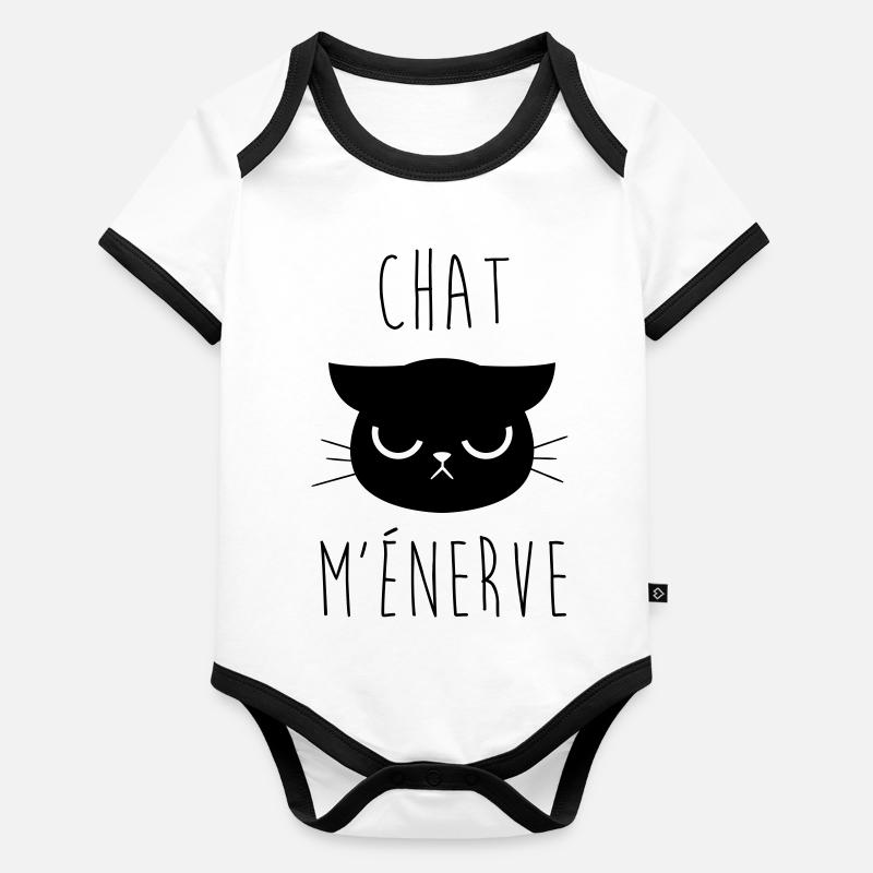 Chat m'énerve ! Body Bébé bio contrasté manches courtes