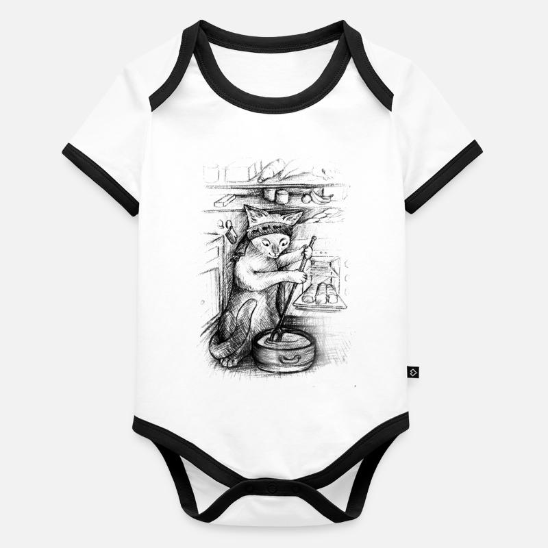 Cuisinier de chat Body Bébé bio contrasté manches courtes