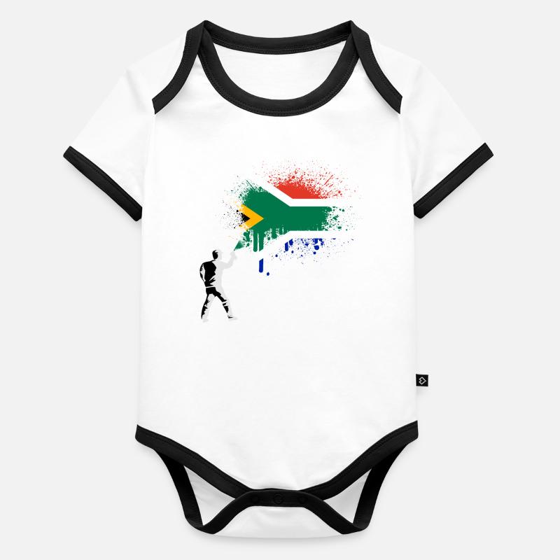 Afrique du Sud drapeau africain Drapeau sud-africain Body Bébé bio contrasté manches courtes