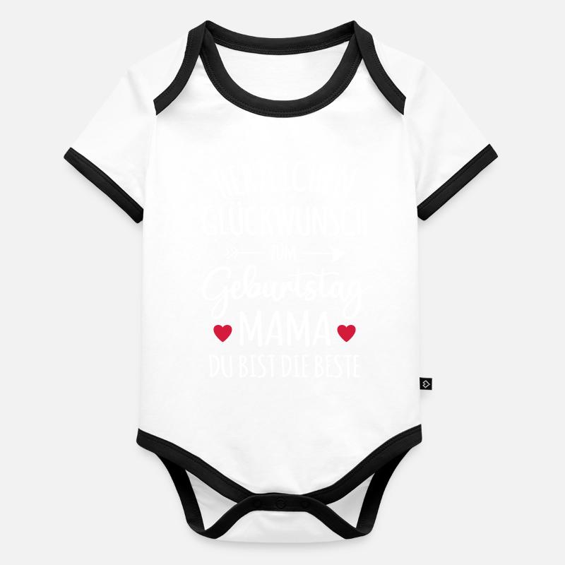 Mama Geburtstag beste Mutter Geschenk Glückwunsch Baby Bio-Kurzarm-Kontrastbody